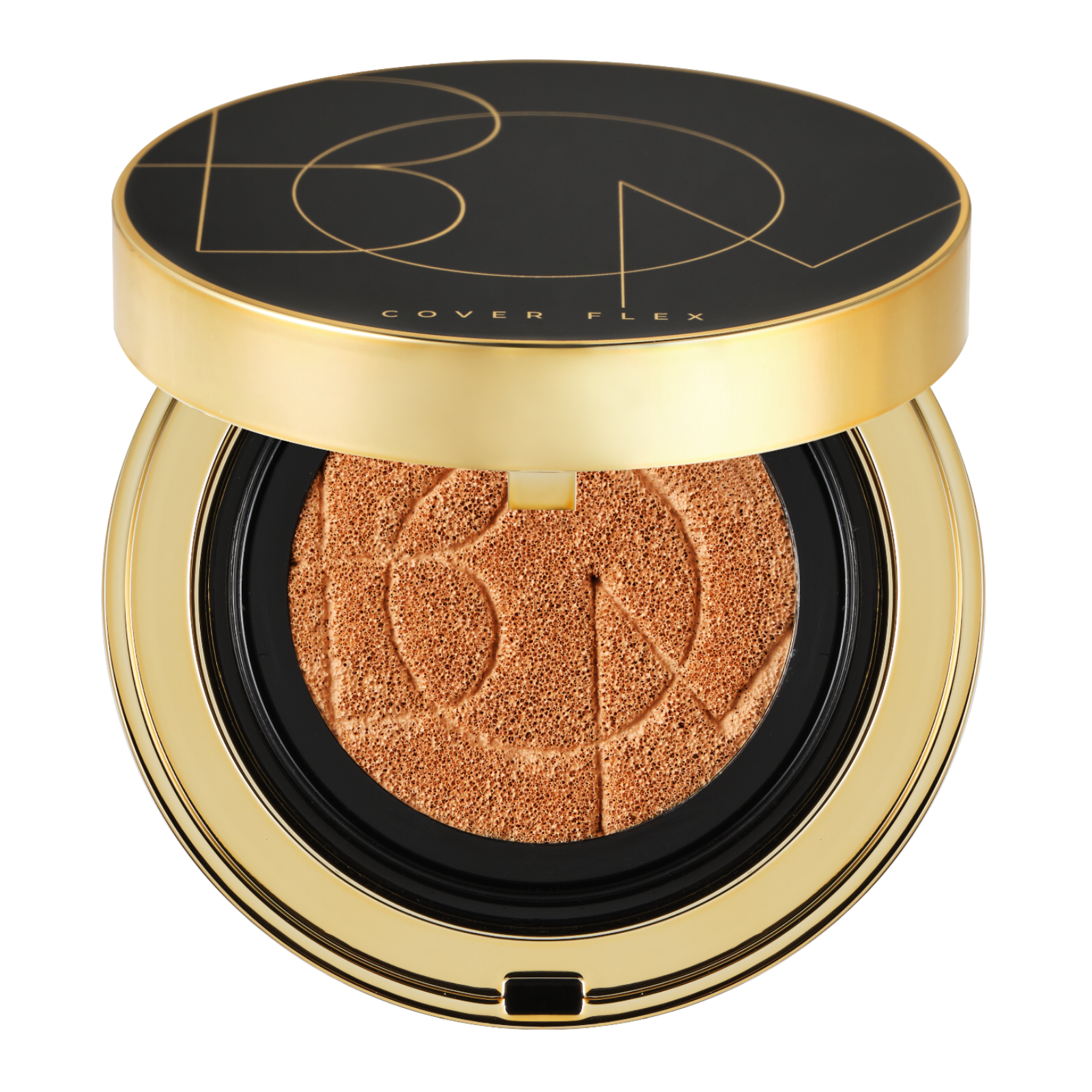Gold compact powder with a black lid